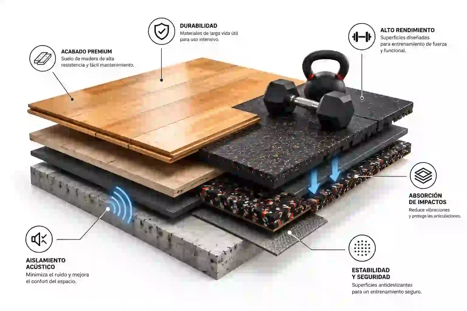 Materiales para suelos técnicos deportivos